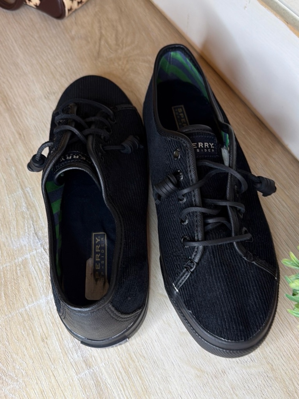 Sperry Black Low-Profile Lace-Up Sneakers